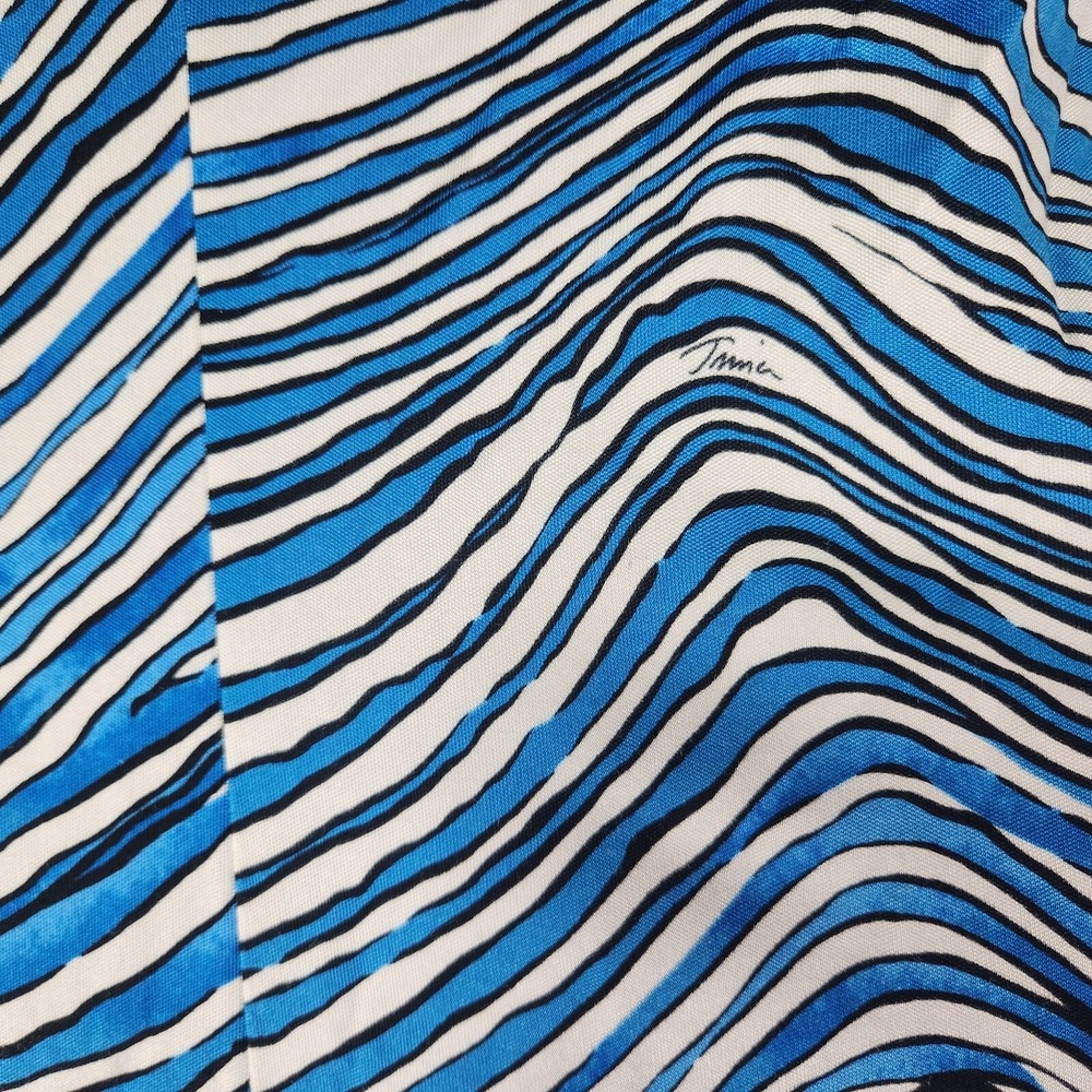 Trina‎ Turk Abstract Stripe Rayon Silk Shift Dress Womens P2 Blue White - Picture 4 of 5